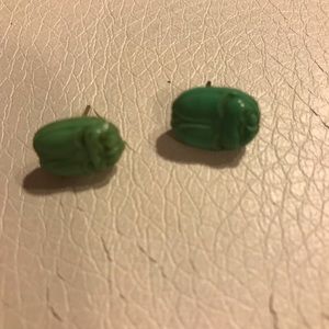 Carved Real Jade  scarab earrings